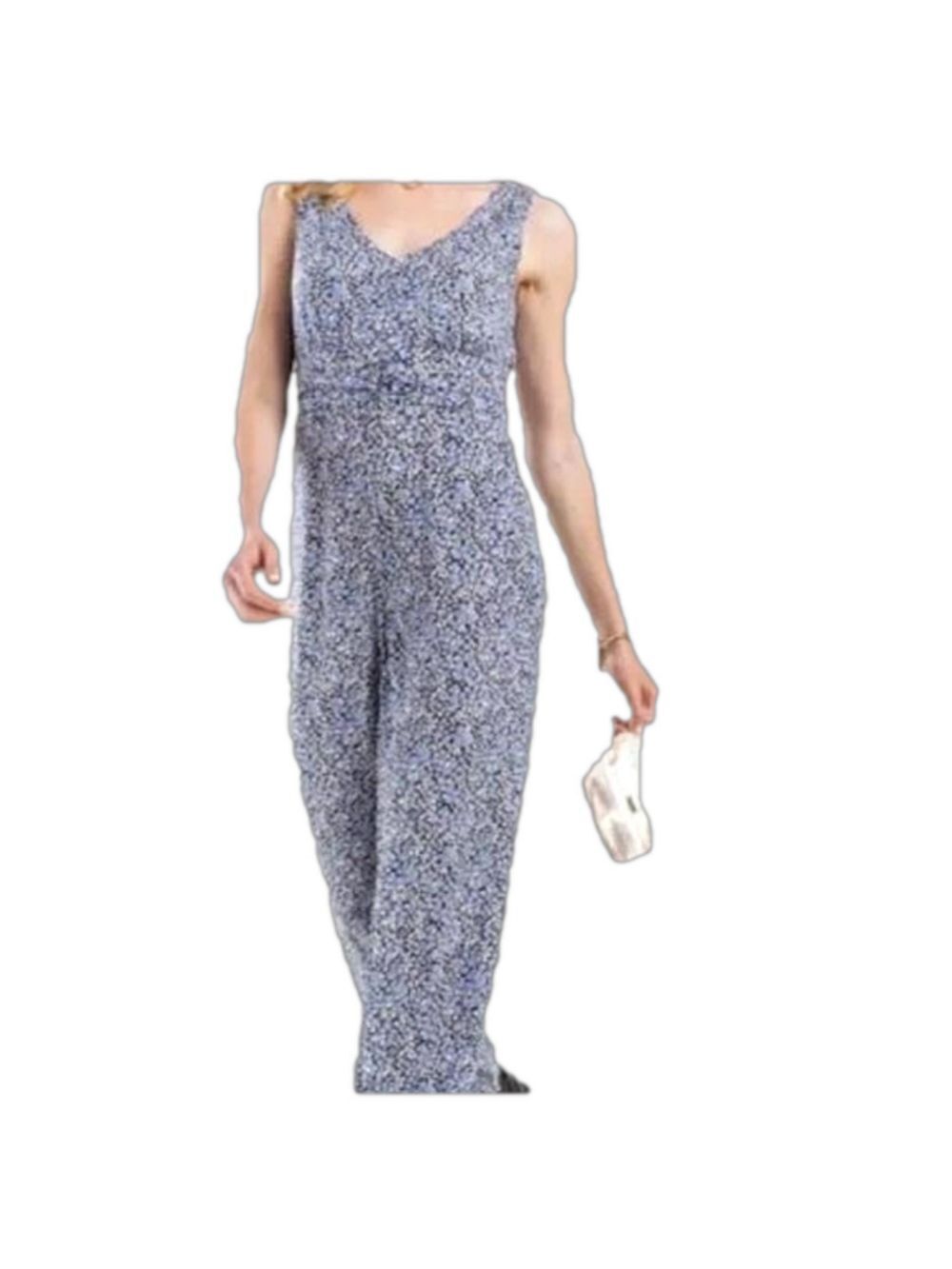 Francesca's Mi Ami Blue Floral Romper Jumpsuit Medium NWT